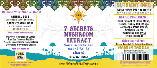 4oz 7 Secrets Mushroom Tincture